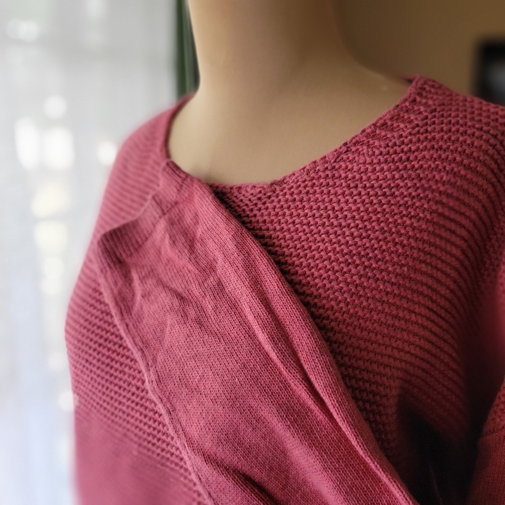 Women's Boden Salmon Pink Waffle Knit Crewneck Sweater Size 6 - Picture 4 of 10